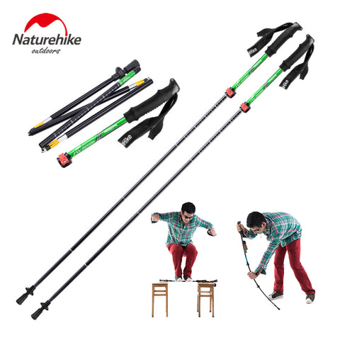 One Piece NatureHike NH15A023-Z  Folding Ultralight Quick Lock Trekking Poles Hiking Pole Walking Running Stick Aluminium Alloy