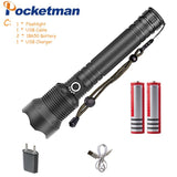 XHP70 Flashlight Rechargeable Flashlight 7000LM Tactical Torch defense flashligh zoom lamp For Camping hunting Powerful