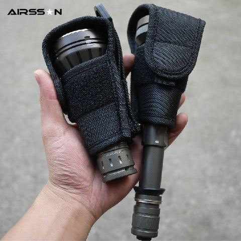 Tactical Molle Flashlight Pouch Protect Holder Portable LED Torch Holster Duty Belt Carry Case Outdoor Camping Hunting Tools