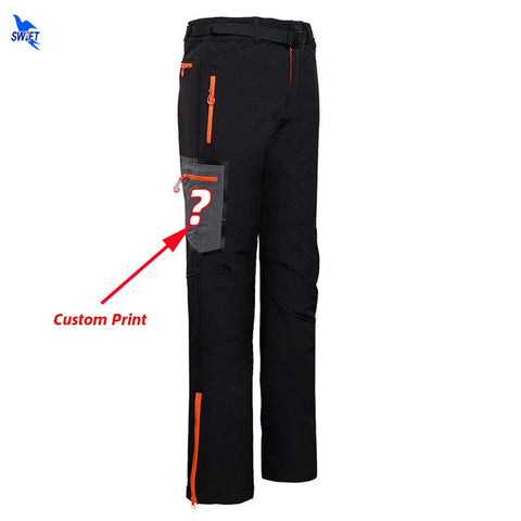 Customize LOGO Waterproof Softshell Pants Men Thermal Fleece Windproof Hiking Clothes Skiing Fishing Hunting Outdoor Trousers