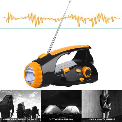 Radio Searchlight Hand Flashlight Tactical Flashlight Camp 3 LED Yellow Black ABS Outdoors Explore Radio Flashlight Take Walk