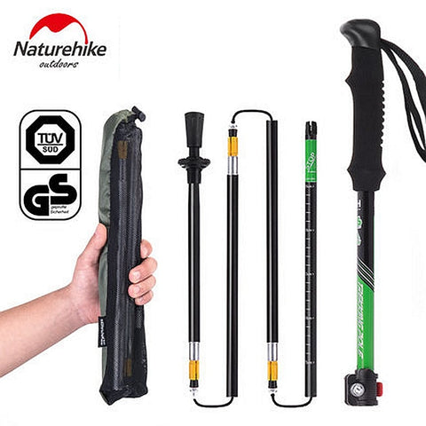 NatureHike Ultralight 7075 Aluminum Alloy Adjustable 5 Sections Telescopic Alpenstock walking Hiking Stick Trekking Pole 135cm