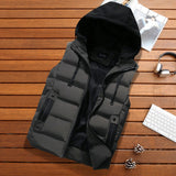 CHAIFENKO Men&#39;s Vest Jacket Winter Waterproof Warm Sleeveless Men Jacket Fashion Hooded Casual Vest Men Autumn Thicken Waistcoat