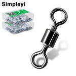 50-100pcs/box Fishing Barrel Bearing Rolling Swivel Solid Ring LB Lures Connector 14 Size Fishing Tackle Accessories Fish Tool