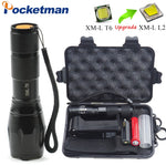 Linterna LED Flashlight XML-T6/L2 3800LM Tactical Flashlight Aluminum Waterproof zaklamp Hunting Flash Light +18650+Charger+Box