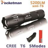 Lanterna XM-L T6 5200LM Tactical Flashlight Torch Zoom Linternas LED Flashlight for 3xAAAor 18650 Rechargeable Battery