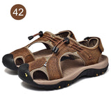 2019 New Men's  Leather Sandals Casual Summer Breathable Shoes for Beach Athletics Walking Hiking Men Shoes Chaussure Homme