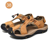 2019 New Men's  Leather Sandals Casual Summer Breathable Shoes for Beach Athletics Walking Hiking Men Shoes Chaussure Homme