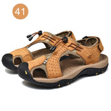 2019 New Men's  Leather Sandals Casual Summer Breathable Shoes for Beach Athletics Walking Hiking Men Shoes Chaussure Homme